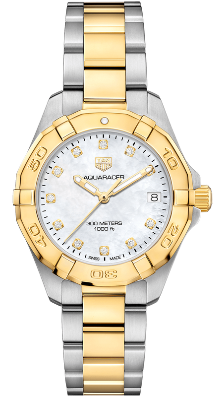  Shop Authentic Tag Heuer Aquaracer White Mother of Pearl Dial Two Tone Steel Strap Watch for Women - WBD1322.BB0320 - Luxxuri