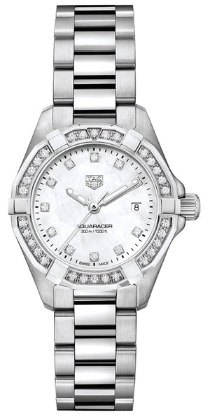  Shop Authentic Tag Heuer Aquaracer Diamonds Mother of Pearl White Dial Silver Steel Strap Watch for Women - WBD1415.BA0741 - Luxxuri