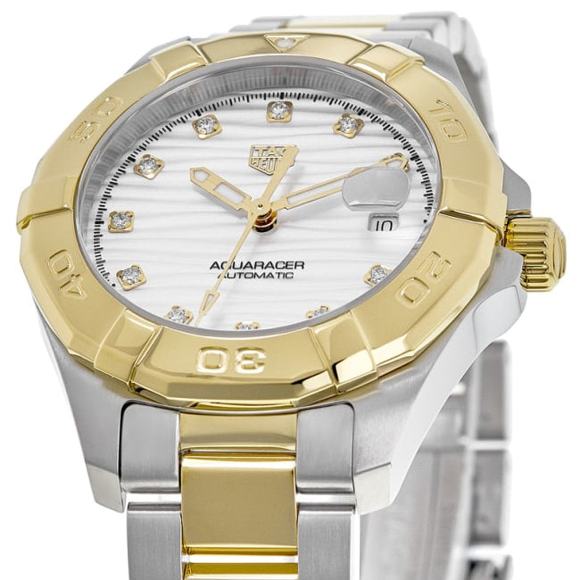  Shop Authentic Tag Heuer Aquaracer Automatic Diamonds Silver Dial Two Tone Steel Strap Watch for Women - WBD2321.BB0320 - Luxxuri