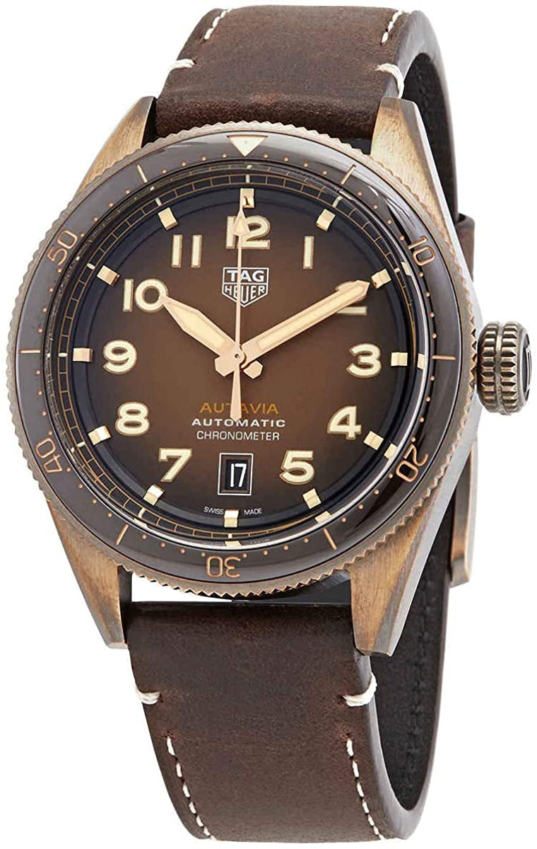  Shop Authentic Tag Heuer Autavia Brown Dial Brown Leather Strap Watch for Men - WBE5191.FC8276 - Luxxuri
