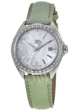  Shop Authentic Tag Heuer Formula 1 Quartz Diamonds Mother of Pearl Dial Green Leather Strap Watch for Women - WBJ131A.FC8249 - Luxxuri