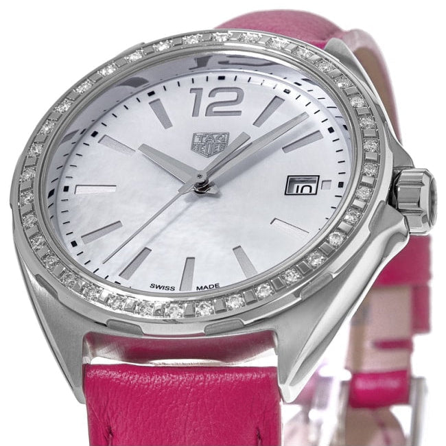 Tag Heuer Formula 1 Quartz Mother of Pearl Dial Pink Leather Strap Watch for Women - WBJ131A.FC8252