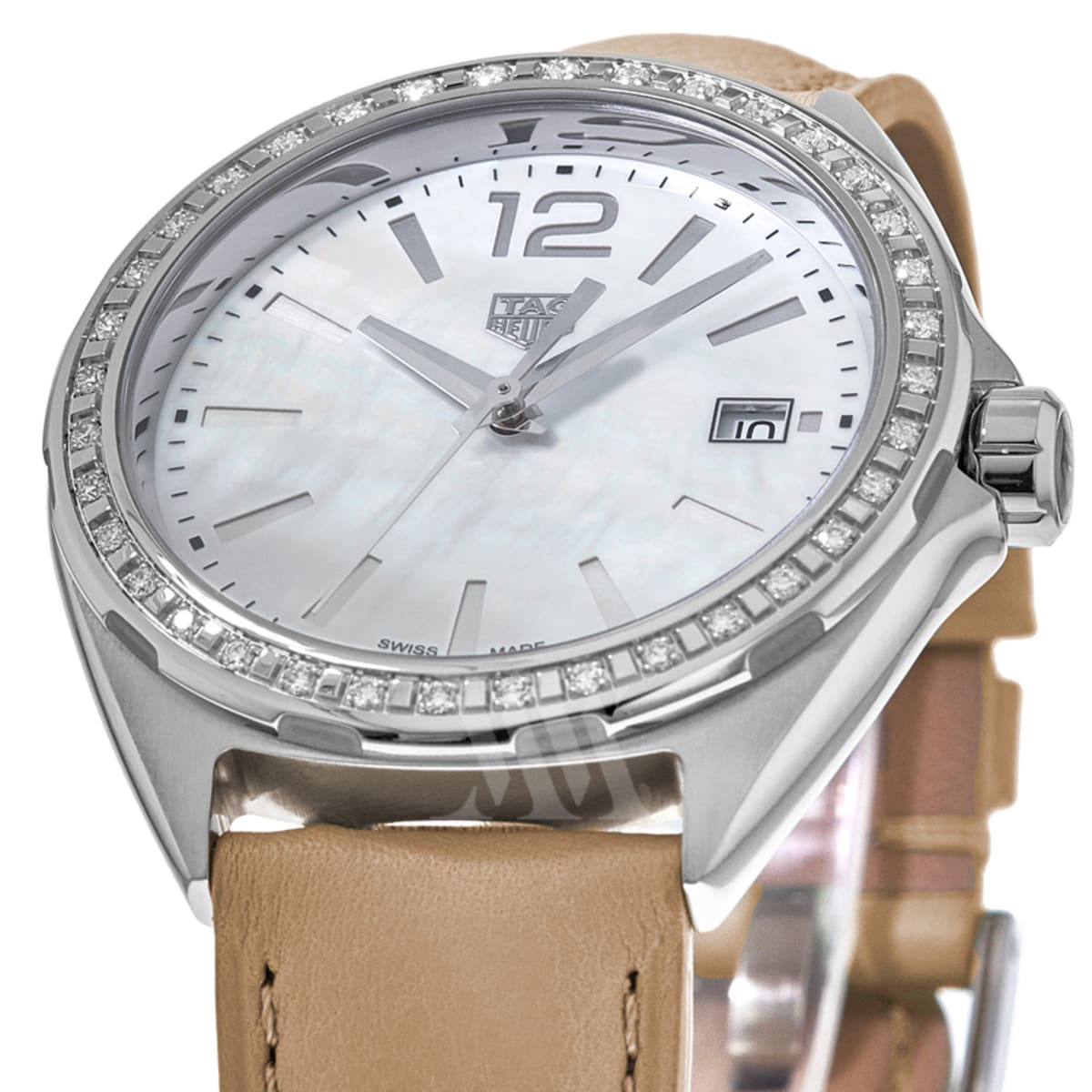 Tag Heuer Formula 1 Quartz Mother of Pearl Dial Brown Leather Strap Watch for Women - WBJ131A.FC8255