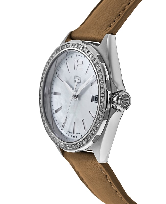 Tag Heuer Formula 1 Quartz Mother of Pearl Dial Brown Leather Strap Watch for Women - WBJ131A.FC8255