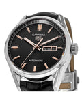  Shop Authentic Tag Heuer Carrera Day Date Black Dial Black Leather Strap Watch for Men - WBN2013.FC6503 - Luxxuri