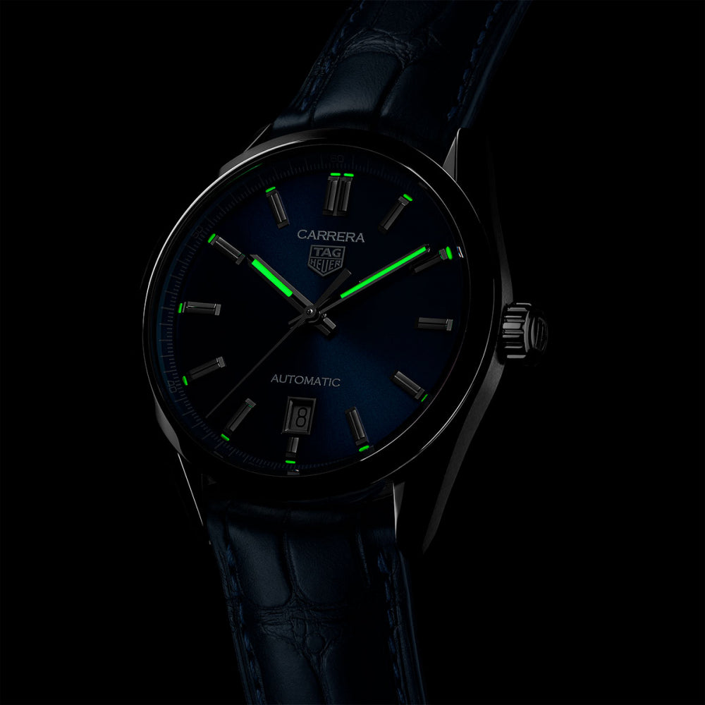  Shop Authentic Tag Heuer Carrera Date Blue Dial Blue Leather Strap Watch for Men - WBN2112.FC6504 - Luxxuri