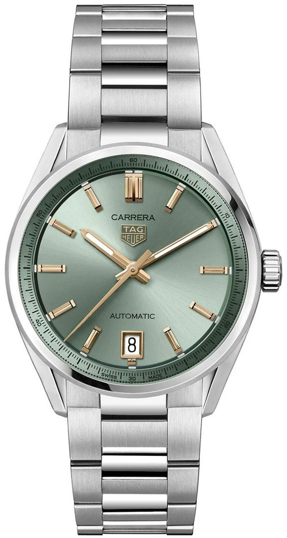  Shop Authentic Tag Heuer Carrera Date Automatic 18K Green Dial Silver Steel Strap Watch for Women - WBN2312.BA0001 - Luxxuri