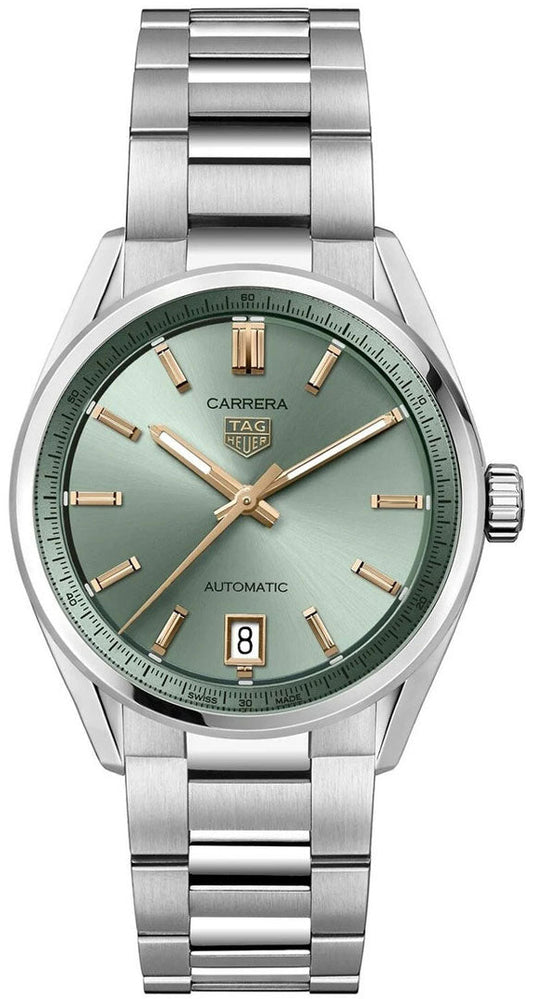  Shop Authentic Tag Heuer Carrera Date Automatic 18K Green Dial Silver Steel Strap Watch for Women - WBN2312.BA0001 - Luxxuri