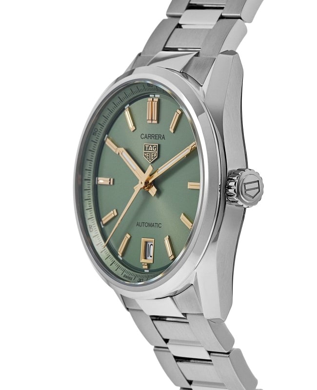  Shop Authentic Tag Heuer Carrera Date Automatic 18K Green Dial Silver Steel Strap Watch for Women - WBN2312.BA0001 - Luxxuri