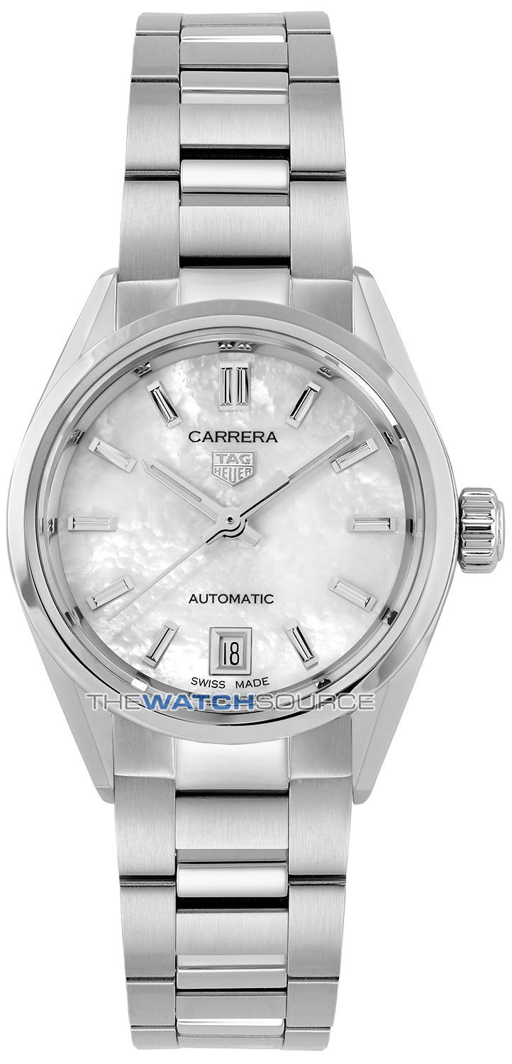  Shop Authentic Tag Heuer Carrera Mother of Pearl Dial Silver Steel Strap Watch for Women - WBN2410.BA0621 - Luxxuri