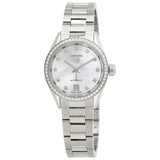  Shop Authentic Tag Heuer Carrera Date Diamonds Mother of Pearl Dial Silver Steel Strap Watch for Women - WBN2414.BA0621 - Luxxuri