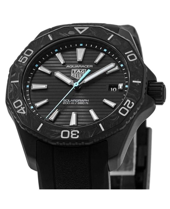  Shop Authentic Tag Heuer Aquaracer Professional 200 Solargraph Quartz Black Dial Black Rubber Strap Watch for Men - WBP1112.FT6199 - Luxxuri