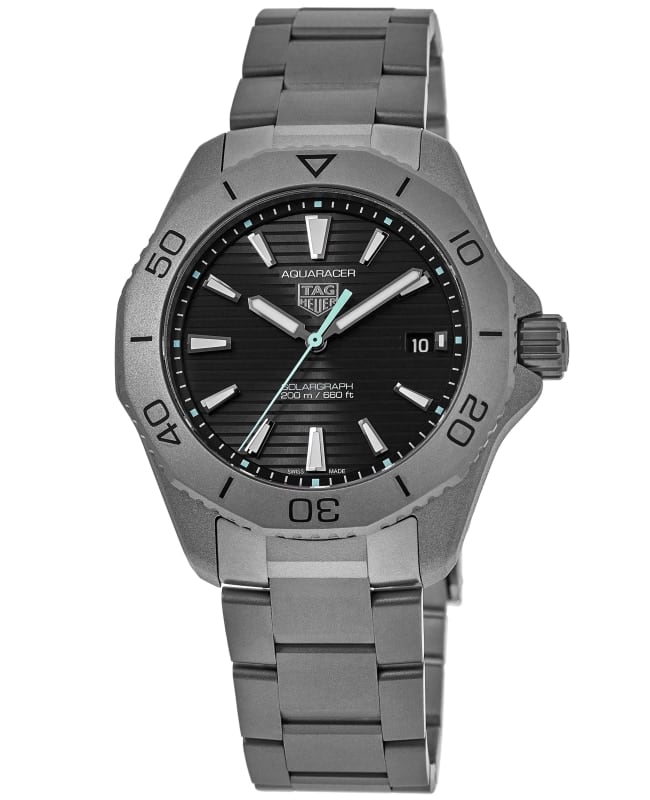  Shop Authentic Tag Heuer Aquaracer Professional 200 Solargraph Quartz Black Dial Silver Steel Strap Watch for Men - WBP1180.BF0000 - Luxxuri