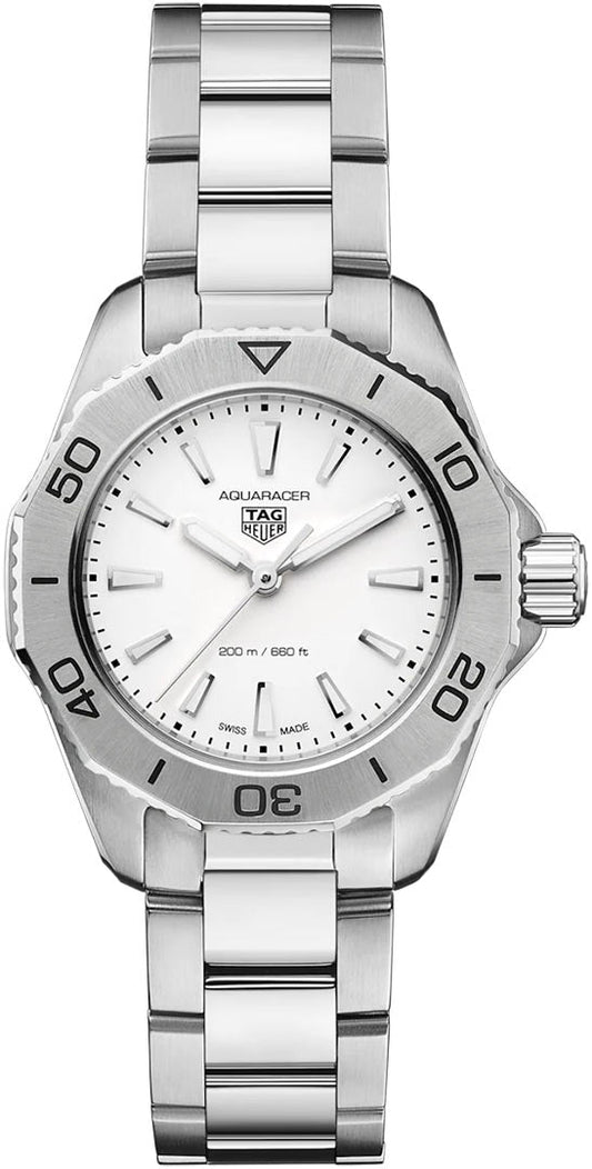 Shop Authentic Tag Heuer Aquaracer Professional 200 Quartz White Dial Silver Steel Strap Watch for Women - WBP1411.BA0622 - Luxxuri