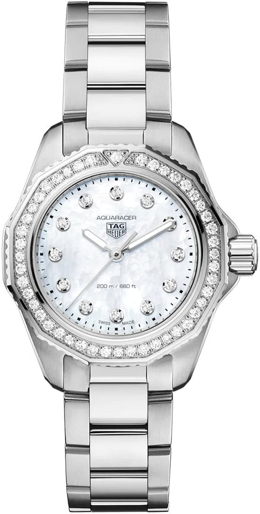  Shop Authentic Tag Heuer Aquaracer Professional 200 Quartz Diamond Mother of Pearl Dial Silver Steel Strap Watch for Women - WBP1417.BA0622 - Luxxuri