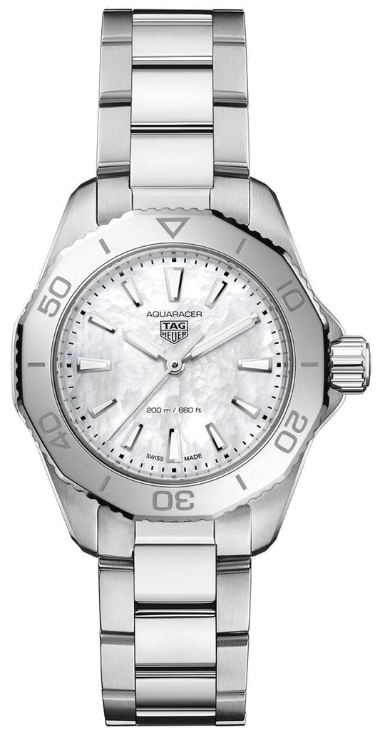  Shop Authentic Tag Heuer Aquaracer Professional 200 Quartz Mother of Pearl Dial Silver Steel Strap Watch for Women - WBP1418.BA0622 - Luxxuri