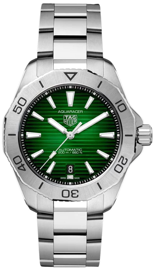  Shop Authentic Tag Heuer Aquaracer Professional 200 Automatic Green Dial Silver Steel Strap Watch for Men - WBP2115.BA0627 - Luxxuri