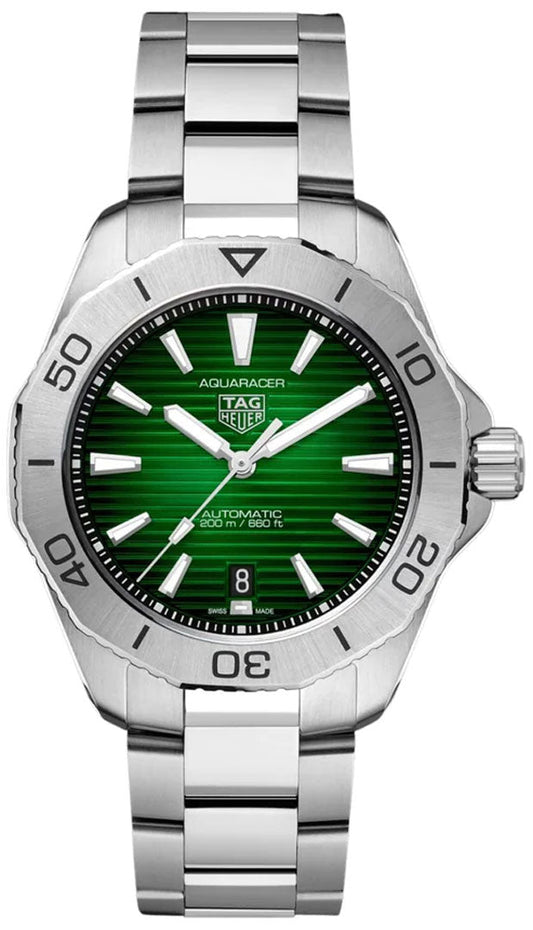  Shop Authentic Tag Heuer Aquaracer Professional 200 Automatic Green Dial Silver Steel Strap Watch for Men - WBP2115.BA0627 - Luxxuri