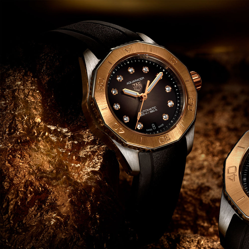  Shop Authentic Tag Heuer Aquaracer Professional 200 Automatic Diamonds Black Dial Black Rubber Strap Watch for Women - WBP2451.FT6200 - Luxxuri