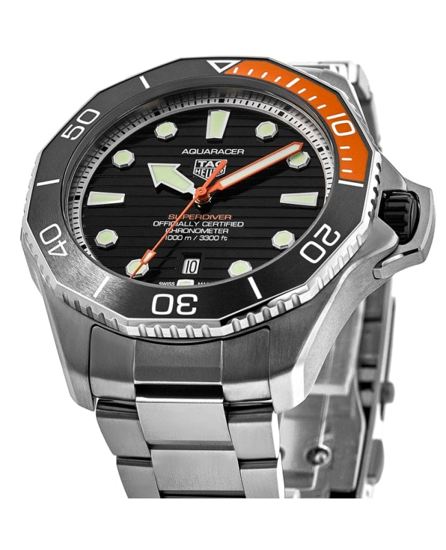  Shop Authentic Tag Heuer Aquaracer Professional 1000 Superdiver Automatic Black Dial Silver Steel Strap Watch for Men - WBP5A8A.BF0619 - Luxxuri
