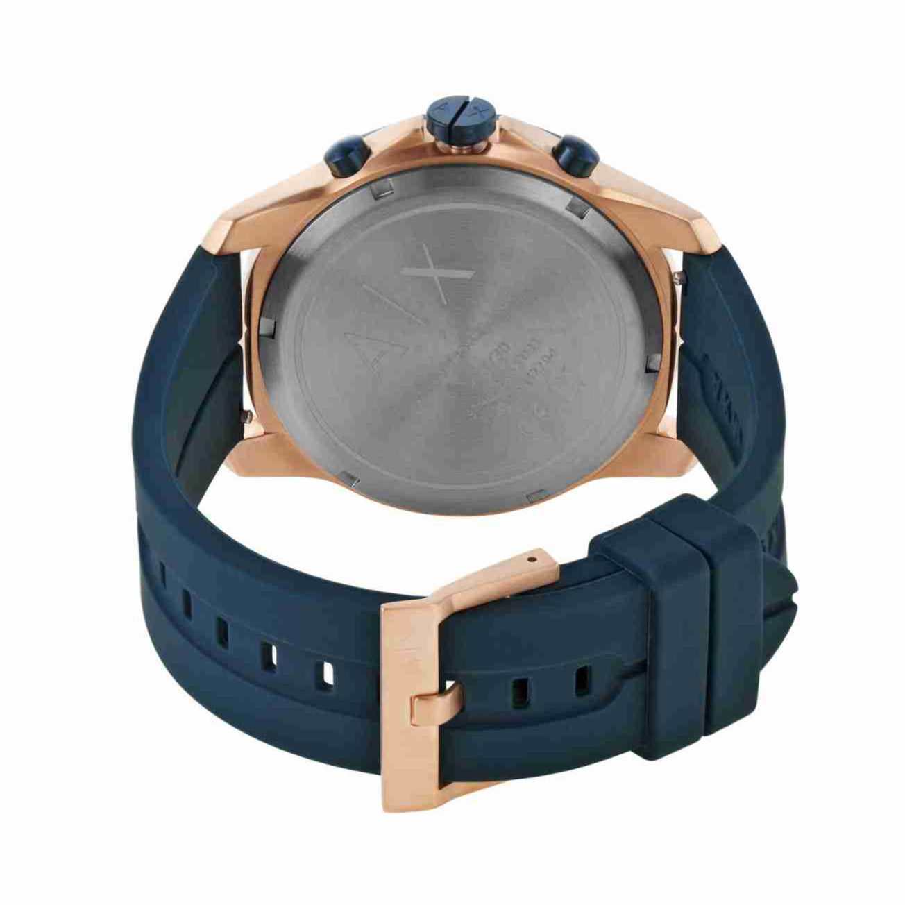  Shop Authentic Armani Exchange Hampton Chronograph Rose Gold Dial Blue Silicone Strap Watch For Men - AX1730 - Luxxuri