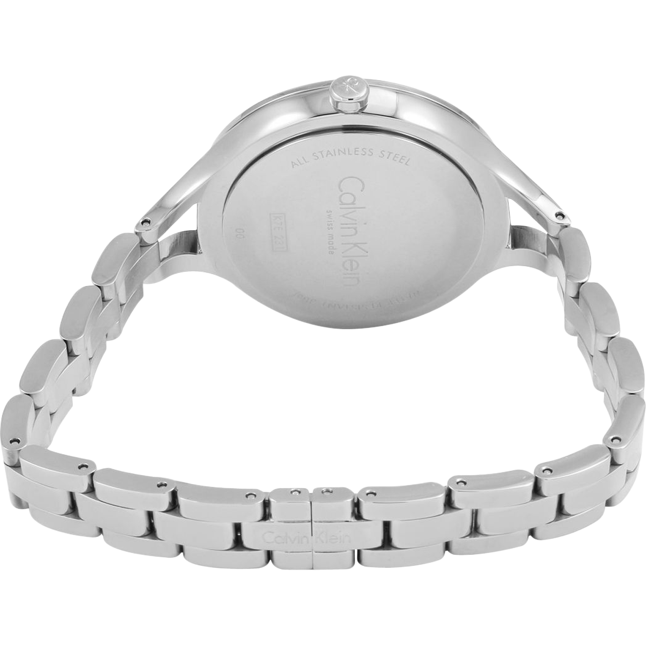 Calvin Klein Graphic White Dial Silver Steel Strap Watch for Women - K7E23146