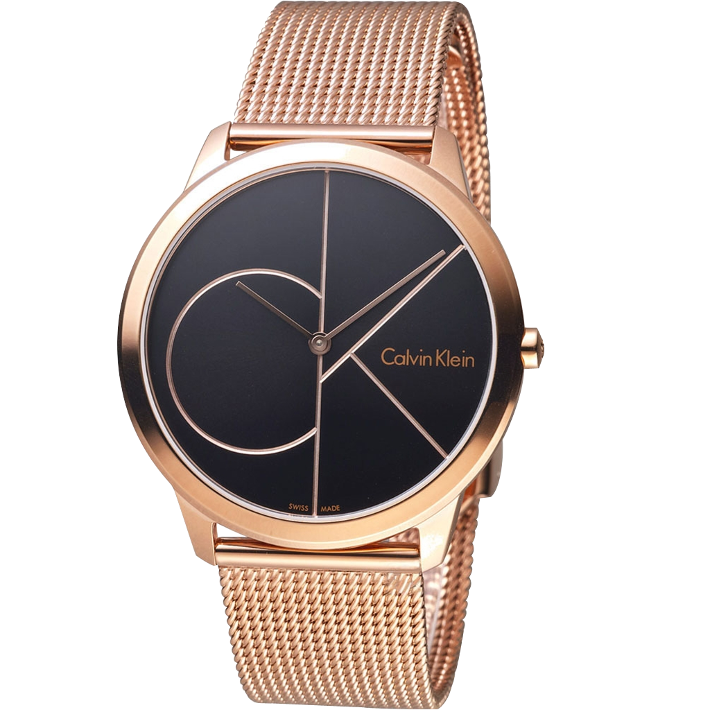  Shop Authentic Calvin Klein Minimal Black Dial Rose Gold Mesh Bracelet Watch for Men - K3M21621 - Luxxuri