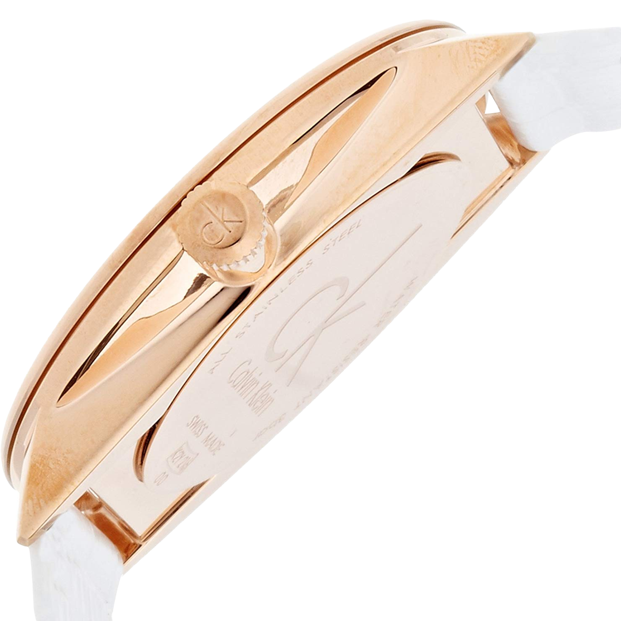  Shop Authentic Calvin Klein Accent Silver Dial White Leather Strap Watch for Women - K2Y216K6 - Luxxuri