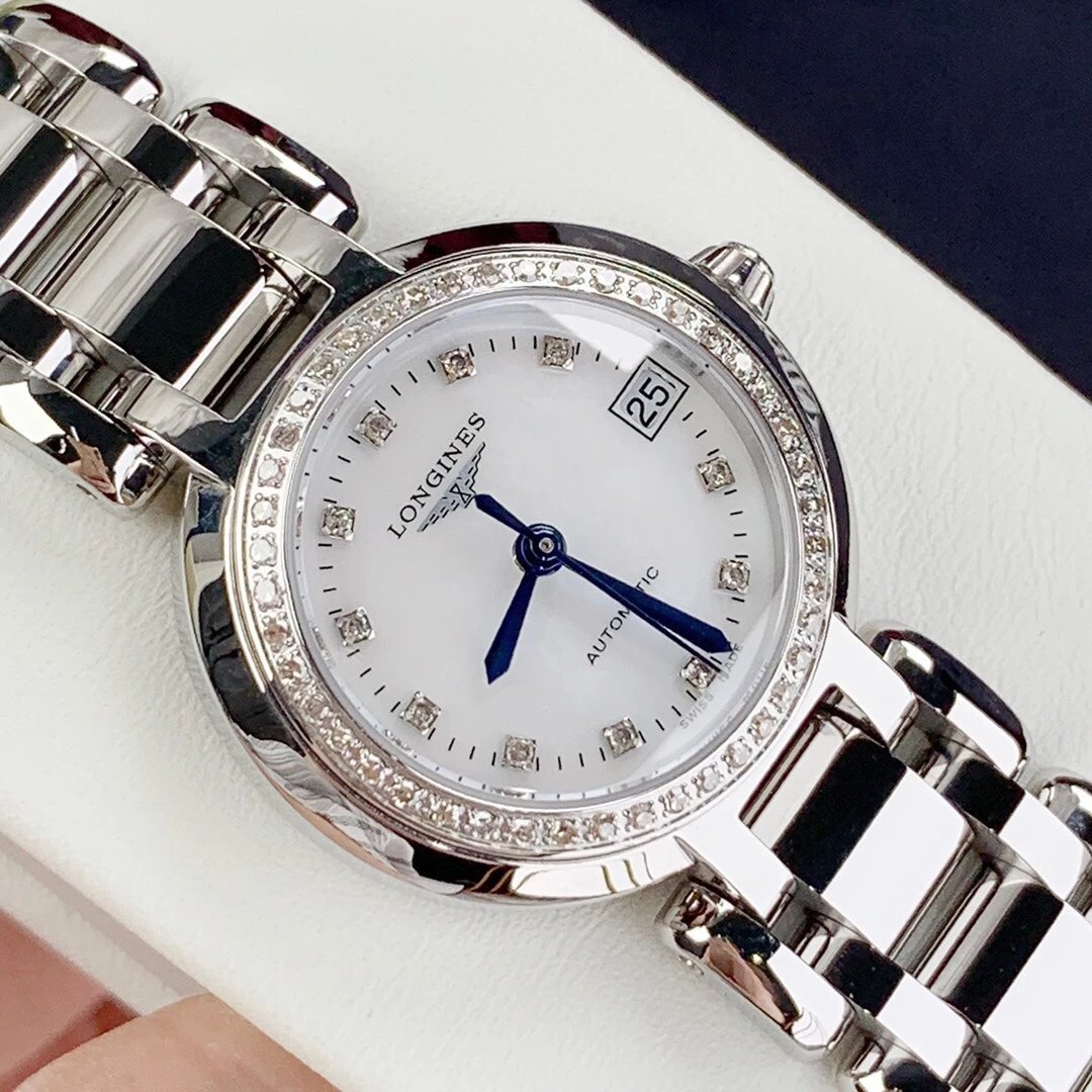 Longines PrimaLuna 26.5mm Automatic White Mother of Pearl Dial Silver Stainless Steel Watch for Women - L8.111.0.87.6