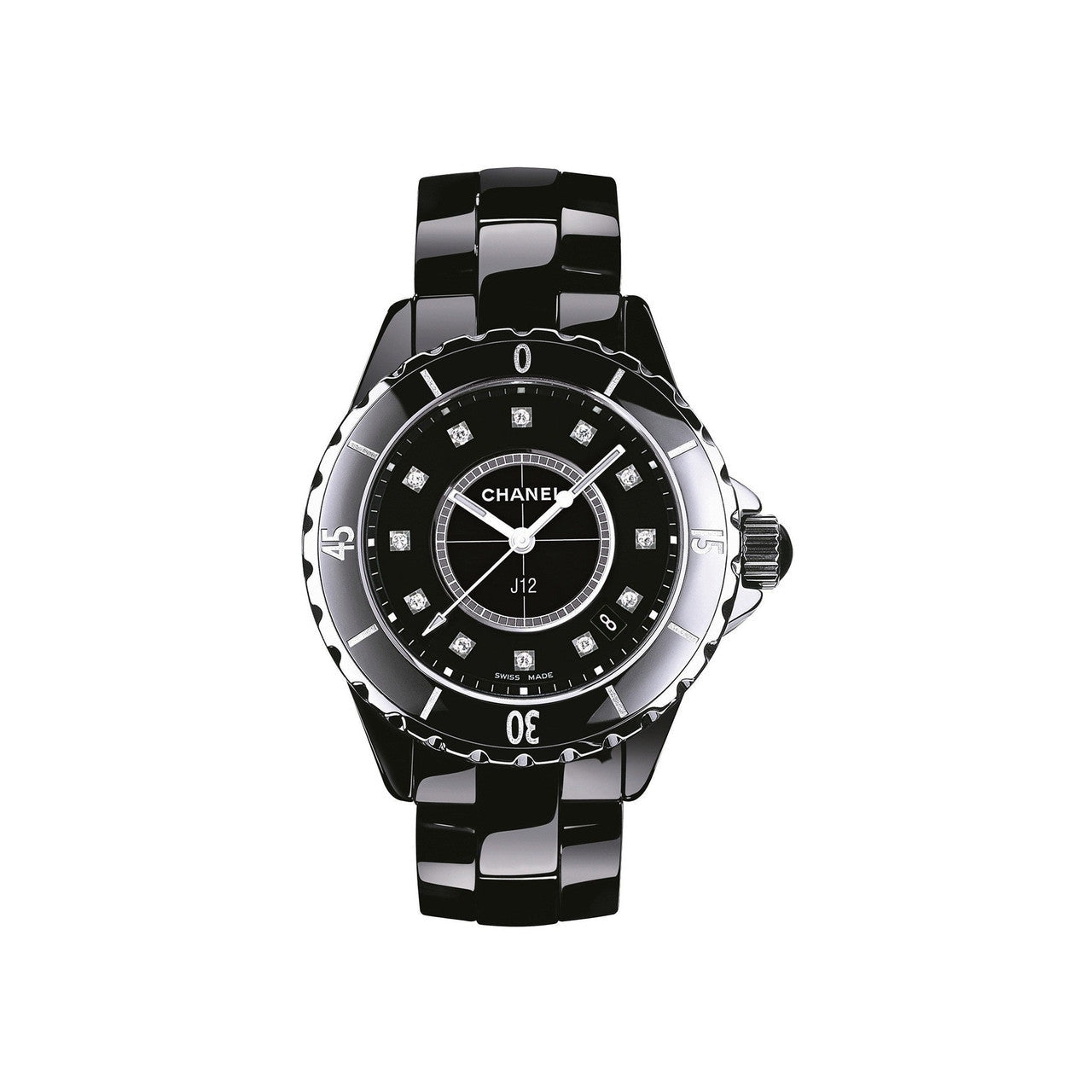  Shop Authentic Chanel J12 Quartz Diamonds Black Dial Black Steel Strap Watch for Women - J12 H1625 - Luxxuri