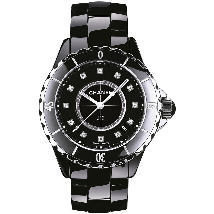  Shop Authentic Chanel J12 Quartz Diamonds Black Dial Black Steel Strap Watch for Women - J12 H1625 - Luxxuri