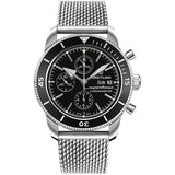  Shop Authentic Breitling Superocean Heritage Chronograph 44 Black Dial Silver Mesh Bracelet Watch for Men - A13313121B1A1 - Luxxuri