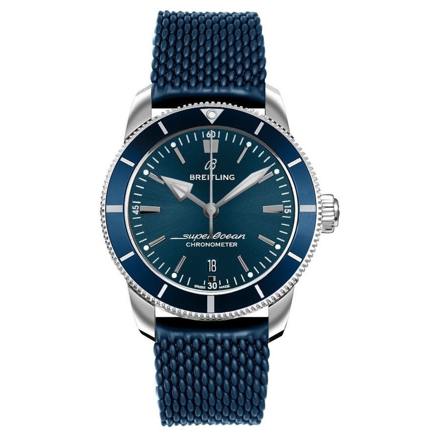  Shop Authentic Breitling Superocean Heritage II B20 44mm Blue Dial Blue Rubber Strap Mens Watch - AB2030161C1S1 - Luxxuri