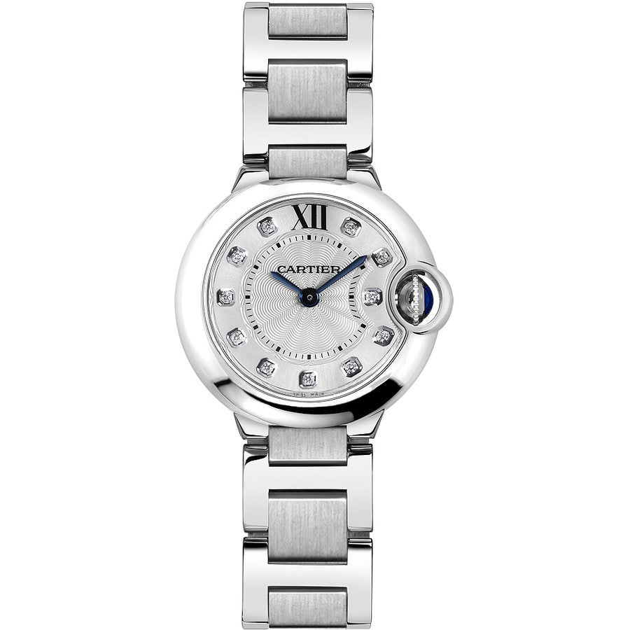  Shop Authentic Cartier Ballon Bleu de Cartier Diamonds Silver Dial Silver Steel Strap Watch for Women - WE902073 - Luxxuri