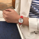  Shop Authentic Emporio Armani Gianni T Bar Silver Dial Red Leather Strap Watch For Women - AR1876 - Luxxuri