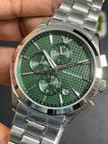  Shop Authentic Emporio Armani Paolo Chronograph Green Dial Silver Steel Strap Watch For Men - AR11529 - Luxxuri