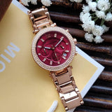  Shop Authentic Michael Kors Parker Chronograph Red Dial Rose Gold Steel Strap Watch For Women - MK6106 - Luxxuri