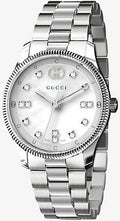  Shop Authentic Gucci G Timeless Diamonds White Dial Silver Steel Strap Watch for Women - YA1265064 - Luxxuri