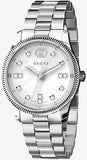  Shop Authentic Gucci G Timeless Diamonds White Dial Silver Steel Strap Watch for Women - YA1265064 - Luxxuri
