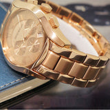  Shop Authentic Emporio Armani Valente Chronograph Rose Gold Dial Rose Gold Steel Strap Watch For Men - AR0365 - Luxxuri