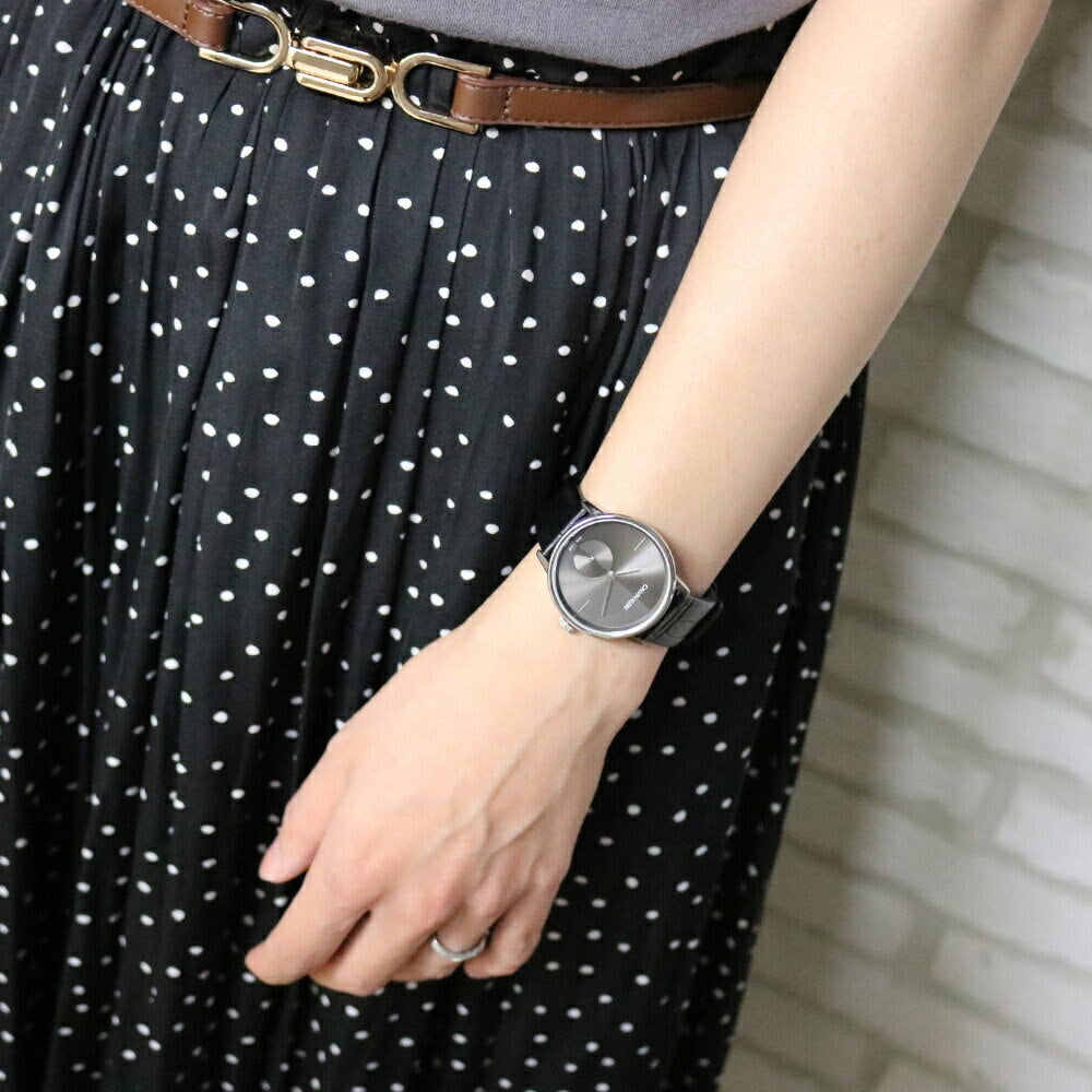  Shop Authentic Calvin Klein Accent Black Dial Black Leather Strap Watch for Women - K2Y231C3 - Luxxuri