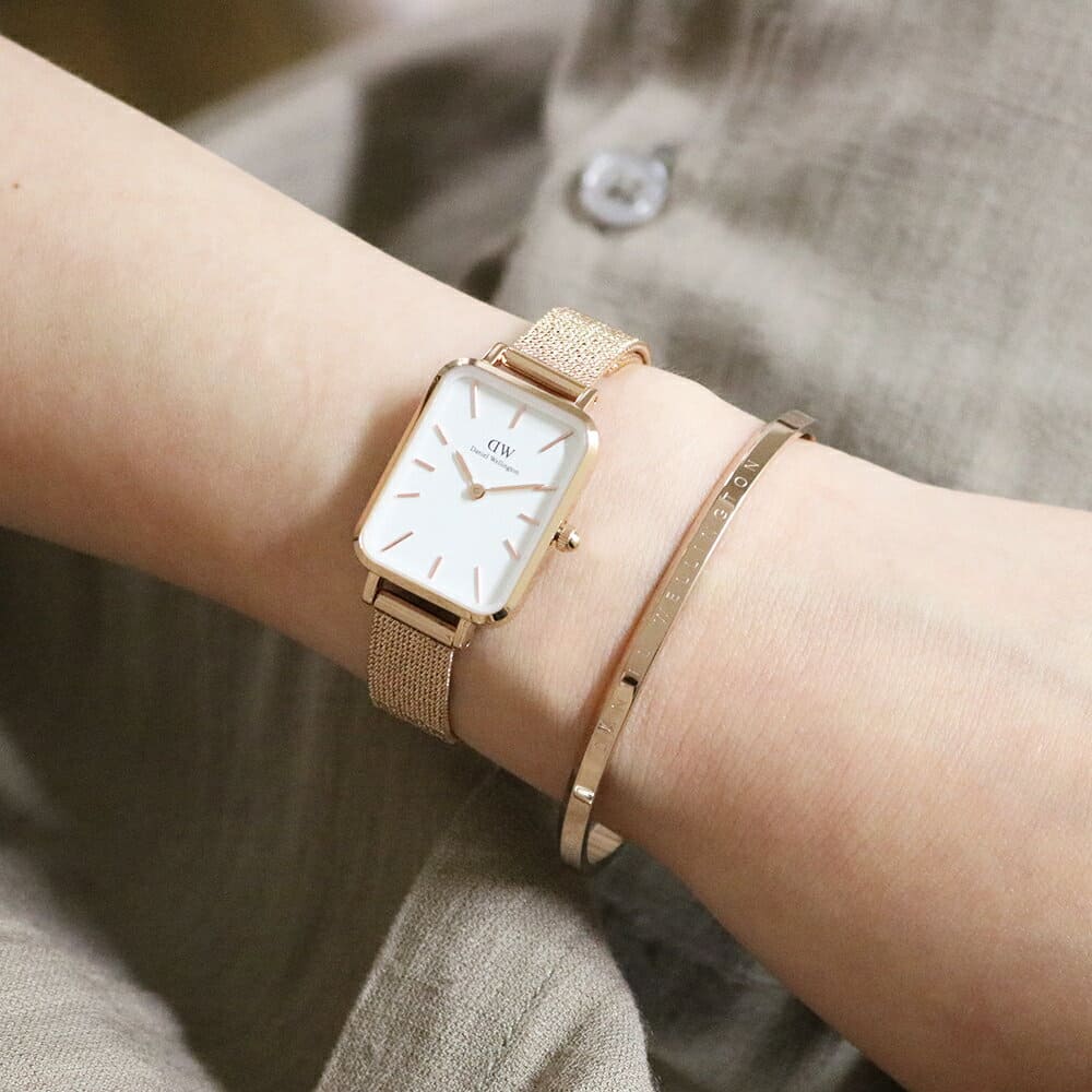  Shop Authentic Daniel Wellington Quadro Melrose White Dial Gold Mesh Strap Watch For Women - DW00100431 - Luxxuri