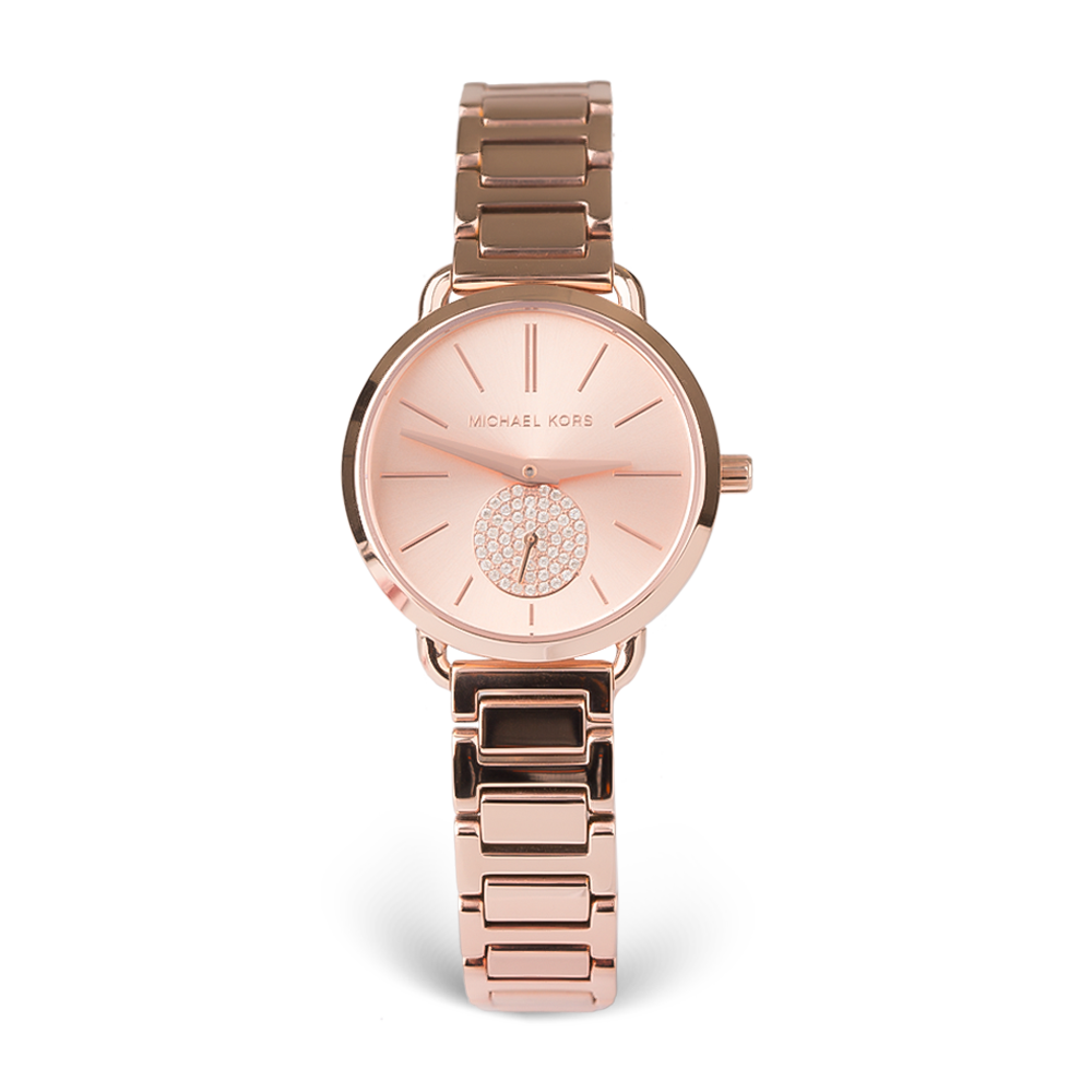  Shop Authentic Michael Kors Portia Analog Quartz Rose Gold Dial Rose Gold Steel Strap Watch For Women - MK3839 - Luxxuri