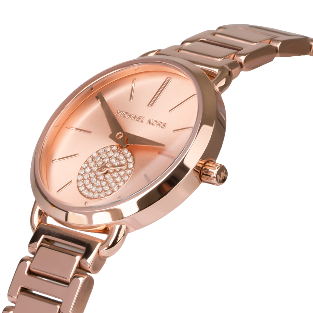  Shop Authentic Michael Kors Portia Analog Quartz Rose Gold Dial Rose Gold Steel Strap Watch For Women - MK3839 - Luxxuri