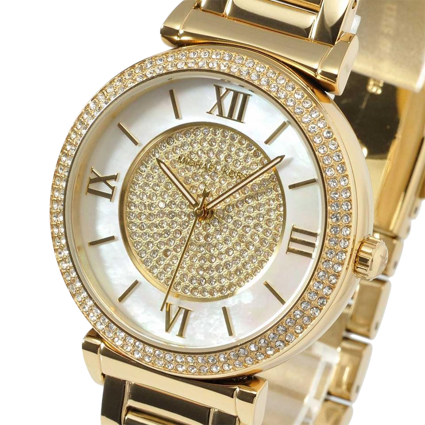  Shop Authentic Michael Kors Catlin Mother of Pearl Dial Gold Steel Strap Watch for Women - MK3332 - Luxxuri