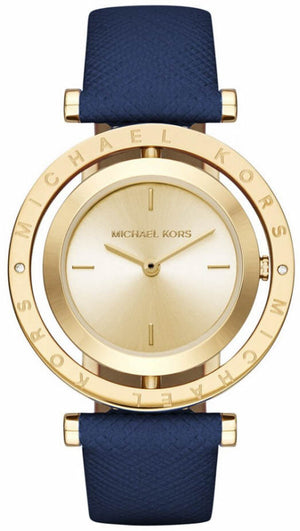  Shop Authentic Michael Kors Averi Gold Dial Navy Blue Leather Strap Watch for Women - MK2526 - Luxxuri