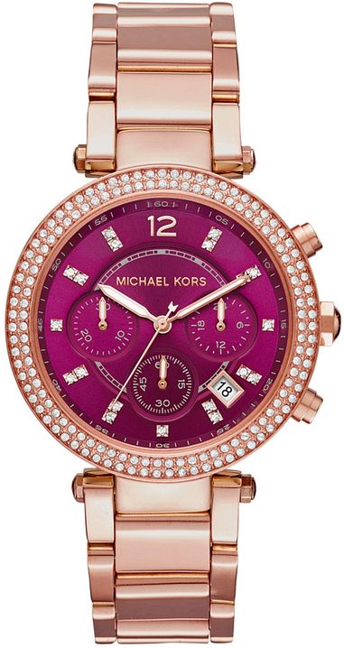  Shop Authentic Michael Kors Parker Chronograph Purple Dial Rose Gold Steel Strap Watch For Women - MK6417 - Luxxuri