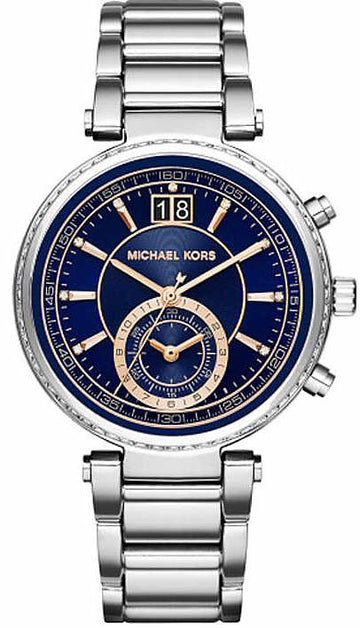  Shop Authentic Michael Kors Sawyer Navy Blue Dial Silver Steel Strap Watch for Women - MK6224 - Luxxuri