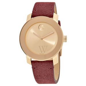  Shop Authentic Movado Bold Rose Gold Dial Red Leather Strap Watch for Women - 3600447 - Luxxuri