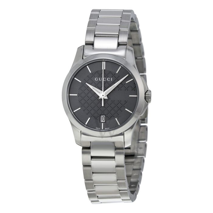  Shop Authentic Gucci G Timeless Grey Dial Silver Steel Strap Watch For Women - YA126522 - Luxxuri
